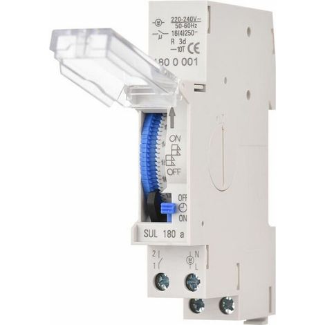 Ulisem Uhr, Summer und Timer, mechanischer 24-Stunden-Timer, Schienenmontage, eingebaute Batterie, AC 220–240 V – SUL180a, mindestens 15-Minuten-Timer (1/4)