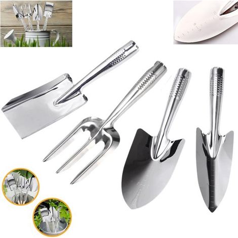 4-teiliges Gartengeräte-Set aus Edelstahl Gartenkelle Gartenschaufel Spaten Kleine Gartenhandgeräte Handkelle schmale Kelle breite Kelle und zum (1/5)