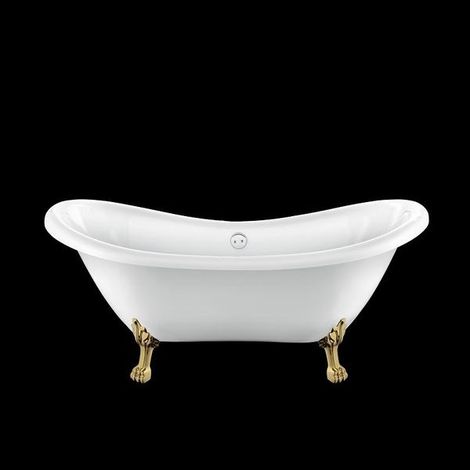 Baignoire sur pieds rétro DARLINGTON Blanche 175 cm Pieds de Lion Dorés