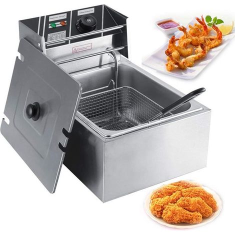 Friteuse électrique 6L, Ensemble de Friteuse, Catering Double Friteuse Electrique, Frites, Poulet, 44 x 28,5 x 28 cm, 2,2 KW (1/5)
