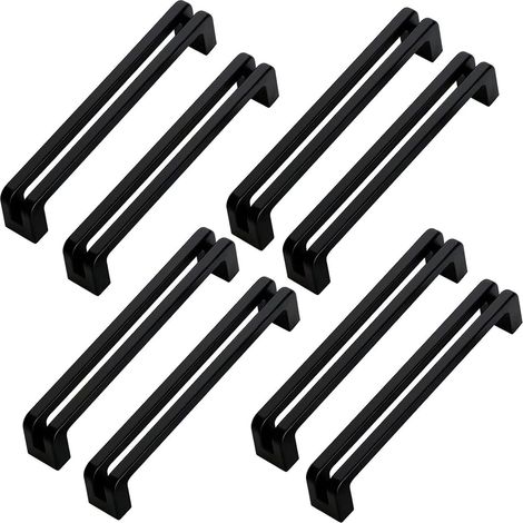 Tiradores negros para puertas de armarios de cocina, 10 unidades, con tornillos para cocina, dormitorio, armario y cajón. (1/3)