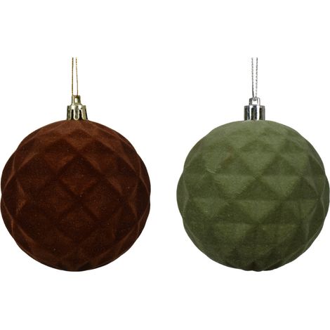 SFERA NATALIZIA 8CM BORDEAUX/VERDE A ROMBI.. (1/2)