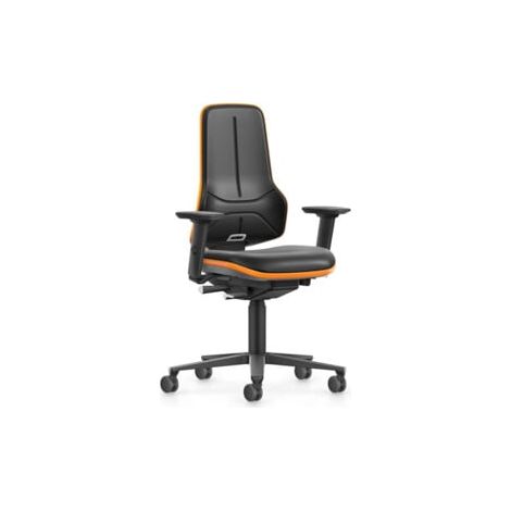 bimos Arbeitsstuhl XXL orange mit Rollen Kunstleder mit Armlehnen (1/2)