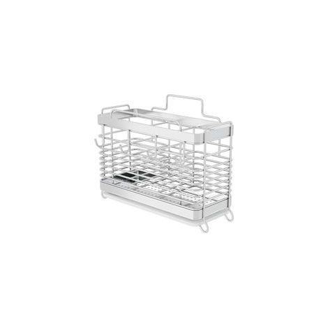 Égouttoir à couverts en acier inoxydable, boîte de rangement pour couverts avec bac d'égouttage, argenté (1/5)