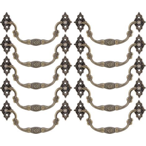 Paquet de 10 boutons de meubles vintage, boutons de tiroir antiques avec vis, boutons de commode vintage en alliage de zinc pour portes de meubles, armoire, armoire (bronze) (1/5)