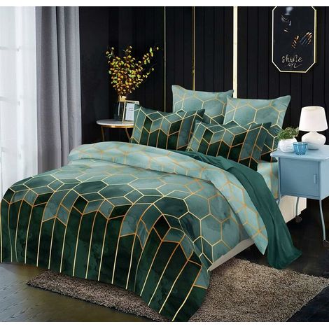 Bedding striped green dark green 135x200 2-piece microfiber bedding set duvet cover geometric duvet cover modern duvet cover bed linen (1/5)