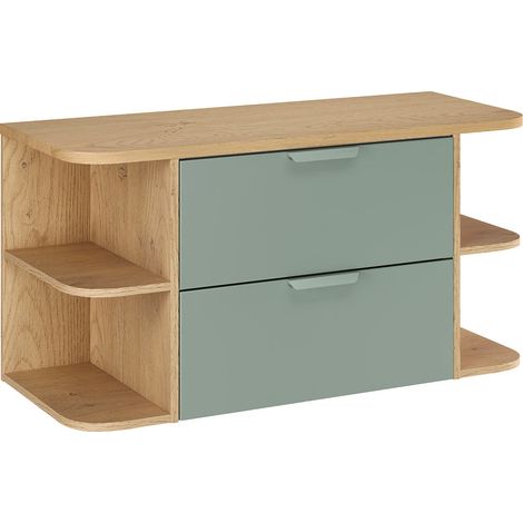 Meuble sous-vasque 100cm niches arrondies plan de toilette Oria Vert mat (1/5)