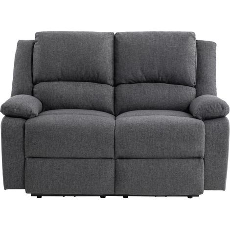 Loungitude – Canapé de relaxation électrique 2 places en tissu LEO – Inclinaison jusqu'à 170° – Repose-pieds synchronisé – Confort optimal