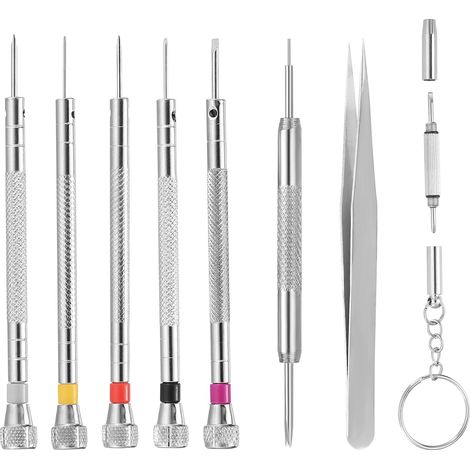 9 Pcs Kit Tournevis de Precision, Petit Tournevis Lunettes Opticien, Tournevis de Réparation de Lunettes, Tournevis Precision pour Horlogerie Lunettes, Tournevis pour Lunettes de Vue Téléphones (1/5)