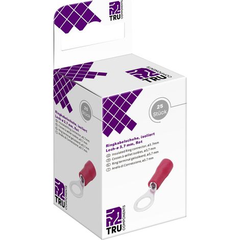 TRU COMPONENTS T2010C283 Ringkabelschuh Querschnitt (max.)=1.5 mm² Loch-Ø=3.7 mm Teilisoliert Rot 2 (1/2)