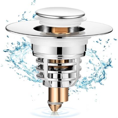 Set mit 3 universellen Waschbecken-Abflussstopfen. Verbesserter Abflussstopfen. Abflussstopfen zum Herausziehen. Beschleunigt den Abfluss ohne Verstopfung. Für Badewanne, Küche und Waschbecken (Abflus (1/4)