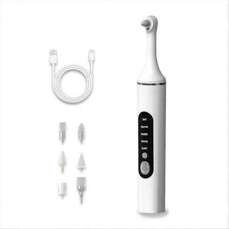 Polisseuse de dents rechargeable avec 6 têtes de brosse, kit de blanchiment dentaire pour nettoyer et polir les dents.