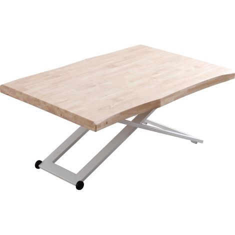 Mesa Centro Elevable Zoe Roble Nordish / Blanco Tapa Con Forma. OK1045 (1/4)