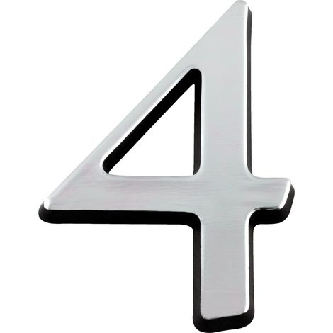 Novap – Chiffre 4 argent 40mm – Autocollant en plastique PS Choc – Pose facile sur supports lisses – 4621678