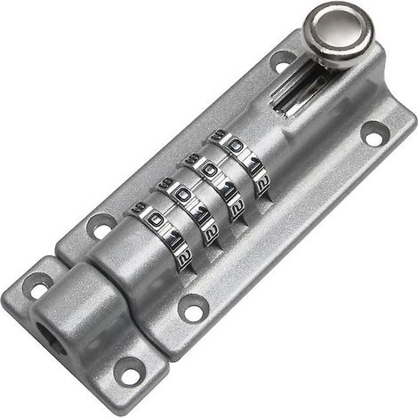 Verrou de porte coulissante numérique à combinaison, verrouillable à 4 positions, en acier inoxydable robuste de 120 mm, pour portes de jardin coulissantes en bois. (1/5)