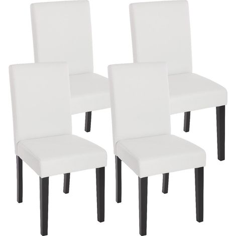 Juego de 4 sillas de comedor sintética blanco mate con patas oscuras CDS04137 (1/5)