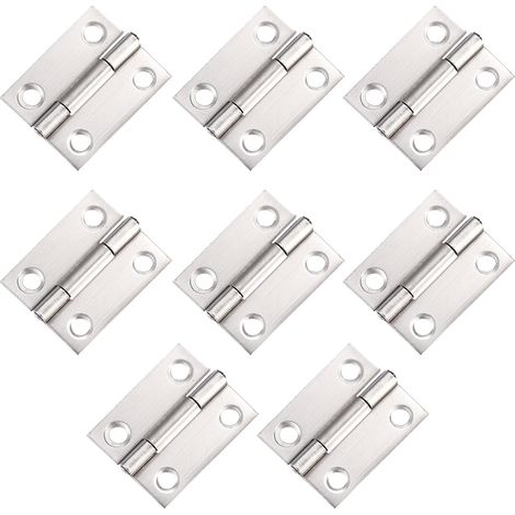 Lot de 8 petites charnières à paumelle pliables en métal épais pour portes de placard, argentées (1/5)