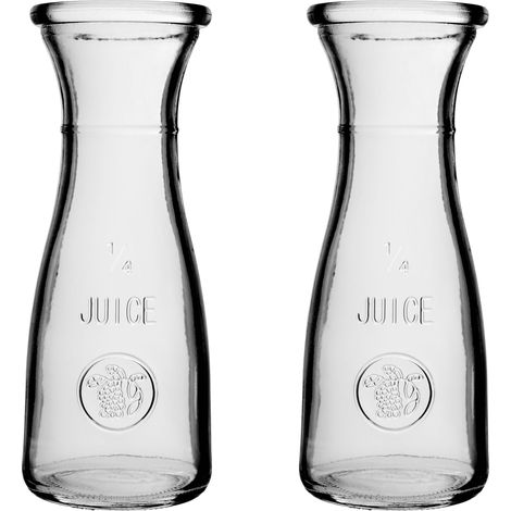 KADAX Karaffe aus Glas, Universelle Wasserkaraffe, Glaskanne, 250ml, 2 Stück