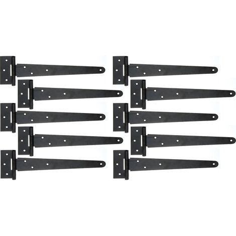 Penture anglaise noire – 294 x 46 mm avec charnière 90 x 40 mm – goupille rivetée pour fixation solide – Marque