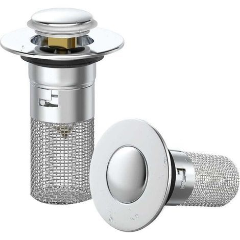 Tappo per lavabo da bagno, scarico per lavabo con cestello filtrante rimovibile, raccogli capelli, dispositivo anti-intasamento per vasca da bagno (1/4)