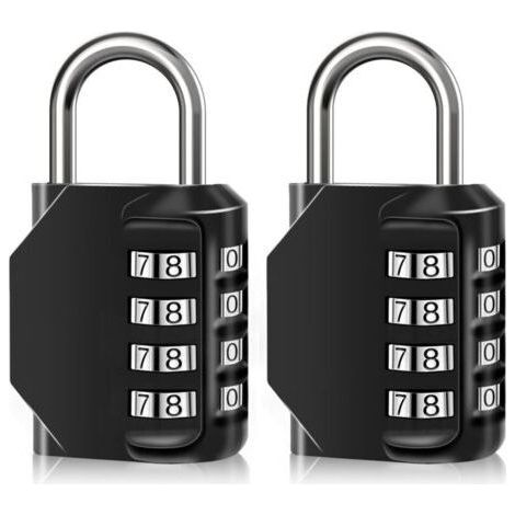4-Digit Waterproof Combination Padlock, Zinc Alloy, for Doors, Tool Boxes, Schools, Gyms, Fences, Hook Cabinets (2PCS) (1/5)