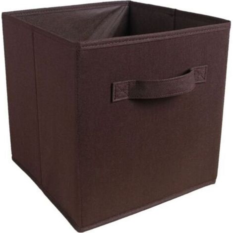 Boîte de rangement pliable en tissu marron de 25 cm de large x 25 cm de long x 25 cm de haut, sans couvercle, type tiroir, 1 pièce (1/5)