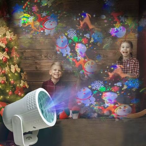 Projecteur de Noël à LED avec flocons de neige, alimenté par USB, idéal pour un salon, un réveillon du Nouvel An, une fête, une décoration d'intérieur ou d'extérieur (blanc) (1/5)