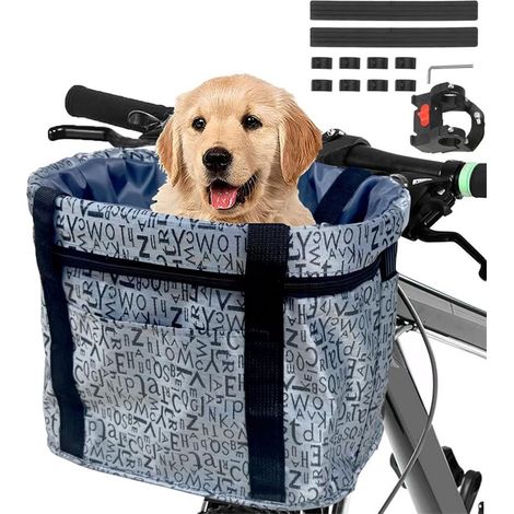 Panier de Vélo, Amovible Vélo Guidon Panier, Cycle Avant Toile Panier Transporteur Sac Pet Carrier en Alliage d'Aluminium pour VTT, Pique-Nique, Shopping, Petit Animal Domestique (Gris) (1/5)