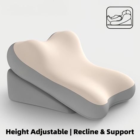 Oreiller ergonomique en forme de coin pour lit, dossier ajustable en mousse à mémoire de forme, idéal pour la lecture. Coussin de soutien en deux parties, antidérapant, pour les lombaires et la nuque. (1/5)
