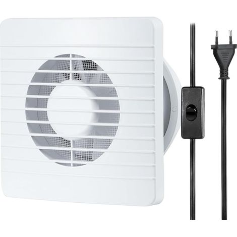 100mm VMC Salle de Bain, Extracteur d'Air avec Interrupteur, 1m UE Prise pour Salle de Bain, Cuisine, Bureau, WC, Ventilateur Grilles avec Commutateur, IP45 Étanche, 12W, 120m³/h (1/5)