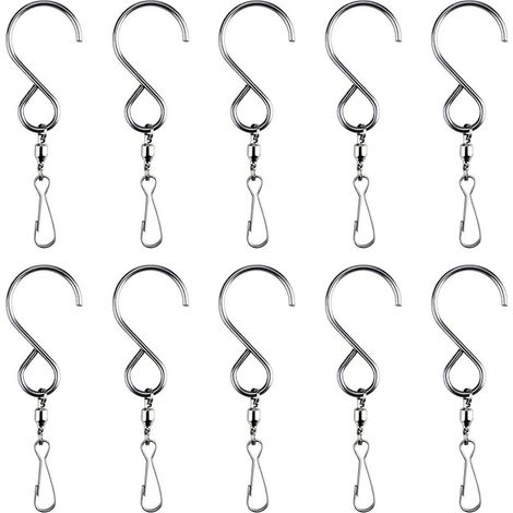 Sollbry Pince à crochet rotative 10 pièces, pince à crochet rotative coupe-vent S, utilisée pour suspendre des carillons éoliens, des paniers de fleurs, des cages à oiseaux, des accessoires de fête (1/5)