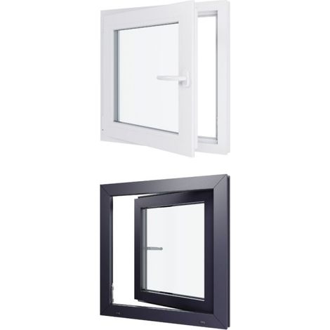 Finestra in PVC - Triplo vetro - Bicolore - Bianco e grigio - 700 mmx700 mm cm
