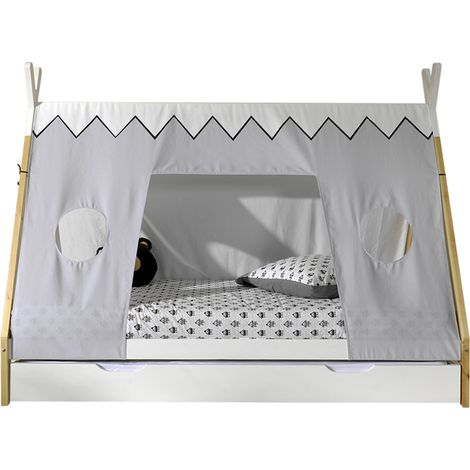 Lit tipi 90x200 sommier housse et tiroir inclus Vipack - Blanc (1/5)