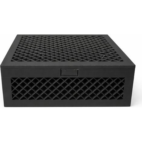 Boîte de rangement avec couvercle, organisateur ajouré noir pour petits objets de la maison (1/3)