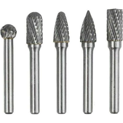 ZVD-5 uds., cola de 6mm, 10mm, carburador de tungsteno, doble cupé, juego de fresas rotativas para trabajo de madera, amoladora de huecograbado, juego de brocas para tallar (1/4)