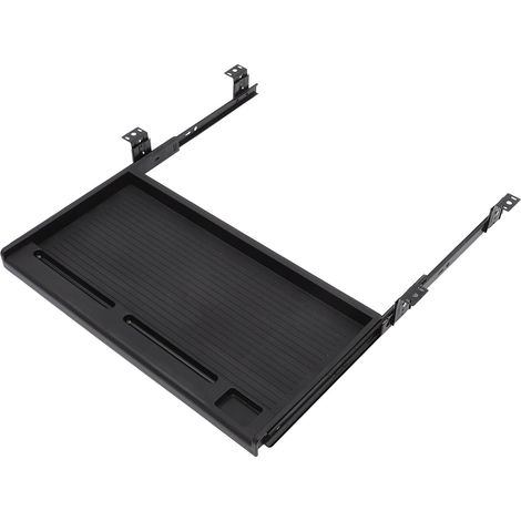 Support Clavier Coulissant Noir K1 avec Plateau Extractible et Rail de Fixation sous Bureau Tiroir Multifonction pour Rangement Clavier et Souris Ergonomique Bureau Compact et (1/5)