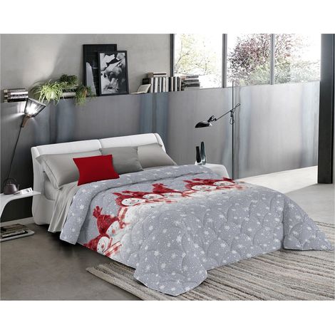 Trapunta invernale made in italy in 2 misure e 5 colori fantasia Snowman Rosso - Matrimoniale