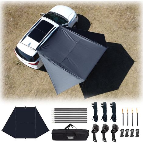 Car Awning for Camping SUV Solar Shelter Universal Waterproof UV Block for Van Camper Caravan Truck (Black) (1/5)
