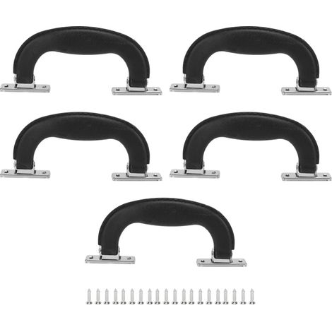 Poignées de valise vintage, robustes, design ergonomique, en plastique (noir, lot de 5)