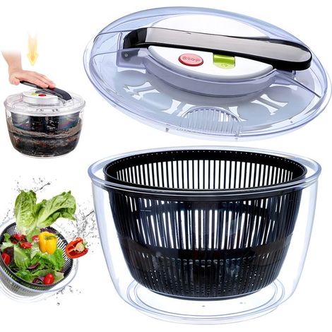 Essoreuse à Salade Professionnelle 5L, Couverts à Salade Grande Capacité, Classic Essoreuse à Salade Transparent,Essoreuse à (1/5)