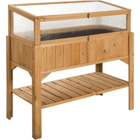 Hochbeet - HB92 Divit - Wetterbeständiges Holz - Integrierte Regale - 119x53x124 cm