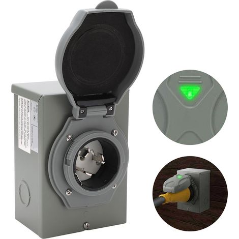 Boîtier d'entrée d'alimentation pour générateur 50 A, 125 V/250 V CA, 12 500 W, étanche aux intempéries, NEMA 3R, pour prises extérieures/générateur, certification ETL pour l'exportation, RM50PB (1/5)
