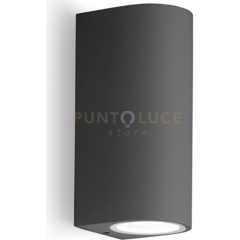 GES904- APPLIQUE GRIGIO ANTRACITE 2 LUCI ATTACCO GU10 IP44 6,8X16CM