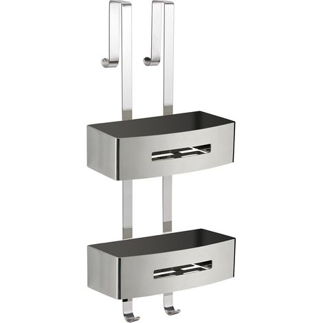 Portaoggetti appendibile 2 ripiani in acciaio inox AISI 304 Gedy serie POSEIDON - Cromo Lucido (1/2)