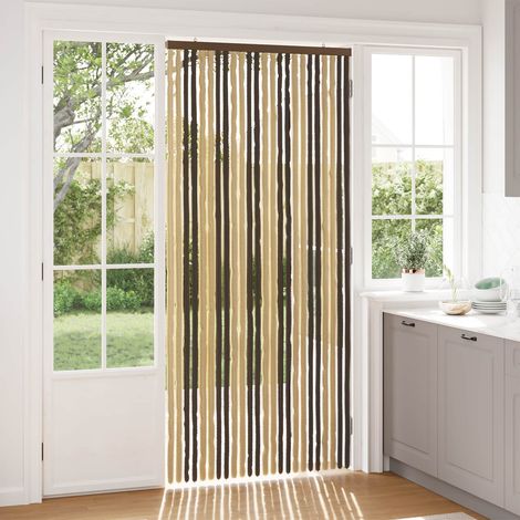 vidaXL Rideau anti-insectes en chenille Marron Foncé et Beige (1/5)