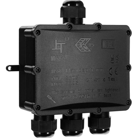 Boîte de dérivation étanche IP68 – 4 voies pour câbles Ø 4-14mm – Hydrorésistante jusqu'à 4m – Installation facile avec connecteurs (1/5)