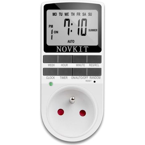 Programmateur Prise Électrique et Digitale, Minuterie Prise Numérique à 10 Programmes Journaliers Hebdomadaires avec Mode Anti-vol et Grand LCD écran, Économiser Électricité (Un Paquet) (1/5)