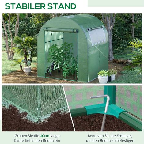 Serre portable, abri pour plantes avec armature en acier et housse en plastique, vert (1/5)