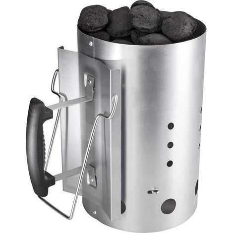 Anzündkamin für Weber 7416 oder andere Holzkohlegrills. Anzündkamin mit Sicherheitsgriff. Grillanzünder. Schnellzünder für Grillkohle. (1/5)