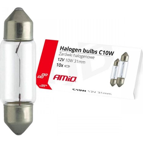 Ampoules halogènes C10W Festoon 31mm 12V 10 pcs AMIO-02555